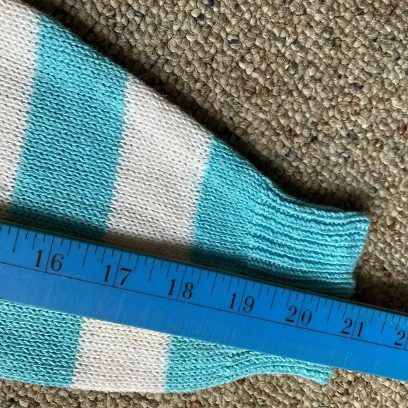 VTG Gotham Ramie Blend Women’s M Knit Sweater Aqua Blue White Pullover New Cozy - Picture 3 of 9